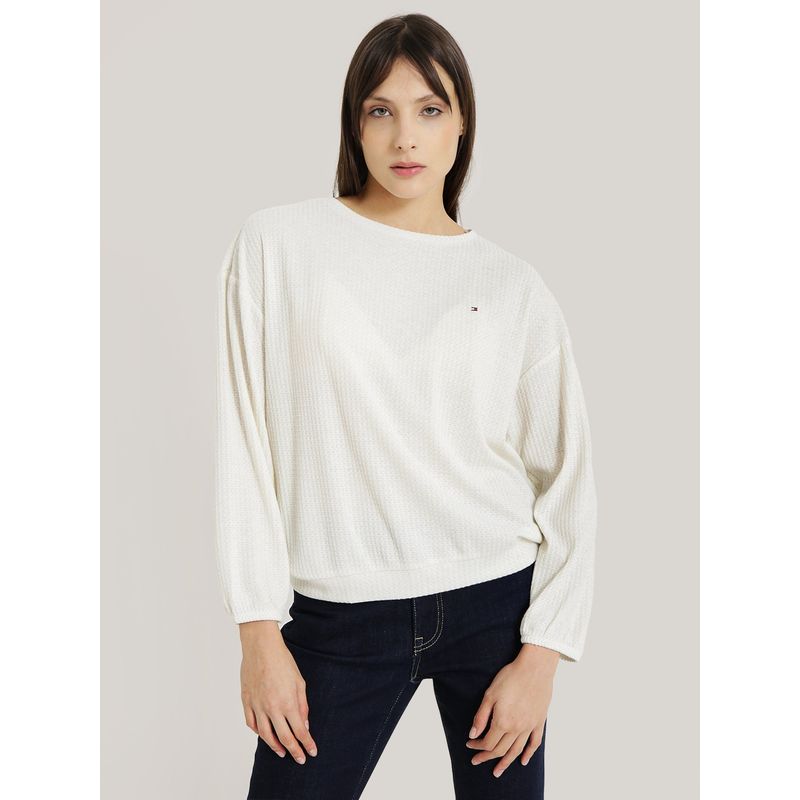 TOMMY HILFIGER - POLERA SOLID CON LOGO BLANCO TOMMY HILFIGER