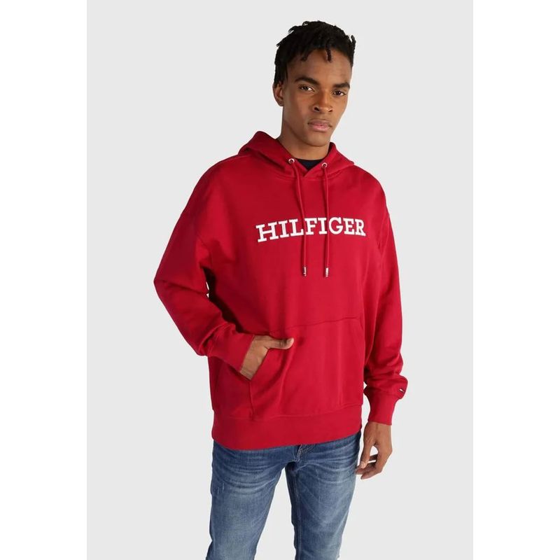 TOMMY HILFIGER - POLERÓN HOODIE MONOTYPE ROYAL ROJO TOMMY HILFIGER