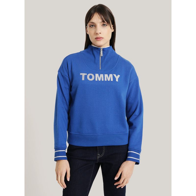 TOMMY HILFIGER - POLERÓN CON MEDIO CIERRE Y LOGO AZUL TOMMY HILFIGER