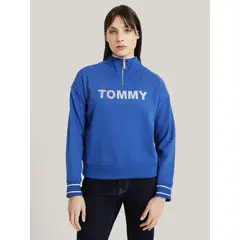 TOMMY HILFIGER - POLERÓN CON MEDIO CIERRE Y LOGO AZUL