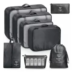 GENERICO - Bolsas De Viaje 8 En 1 Bolsas Organizadoras De Viaje Maleta Negro