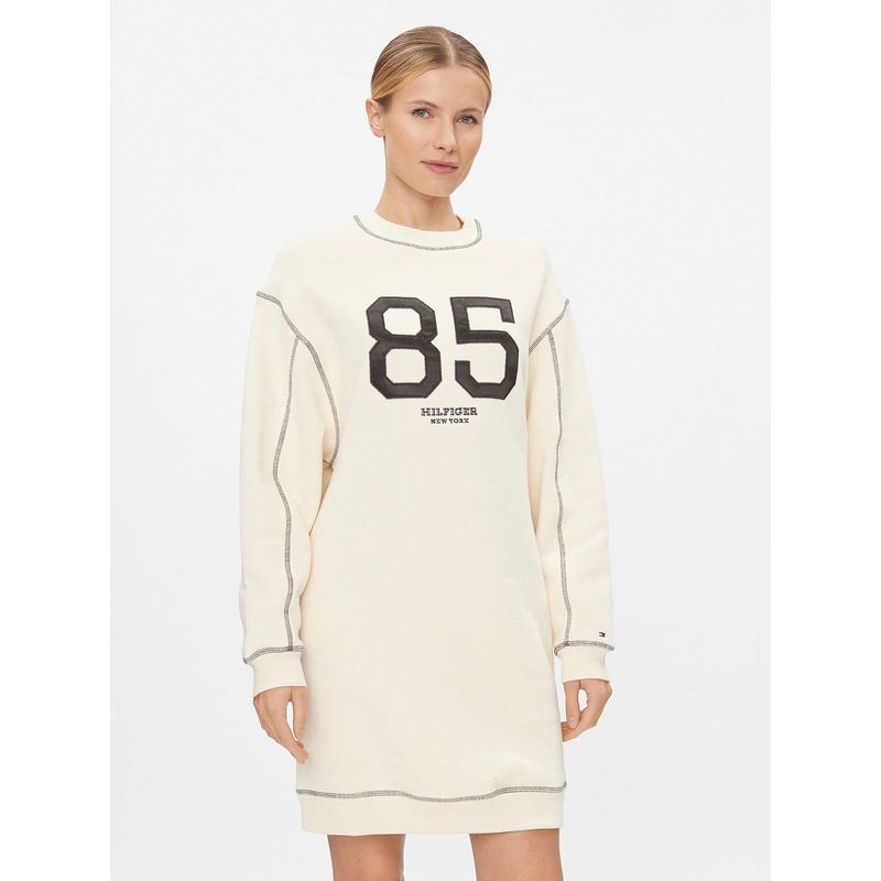TOMMY HILFIGER - VESTIDO CON ESTILO UNIVERSITARIO BEIGE TOMMY HILFIGER