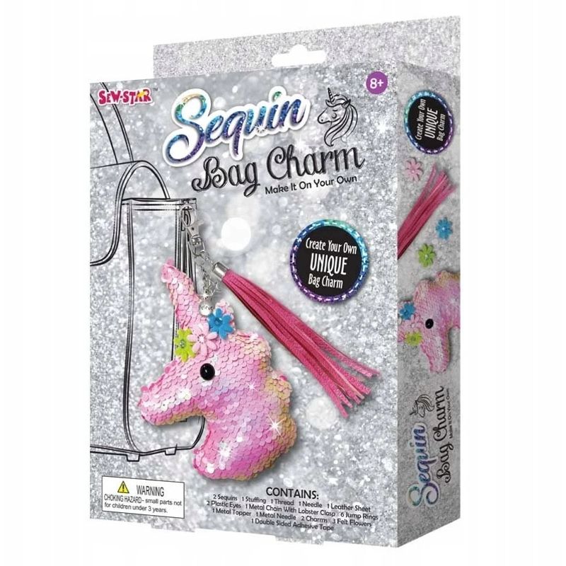 SEW STAR - Kit colgante para bolso de lentejuelas Unicornio rosado