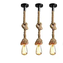 WANT - Pack X 3 Lampara Colgante Vintage Cáñamo Porta Ampolleta E27
