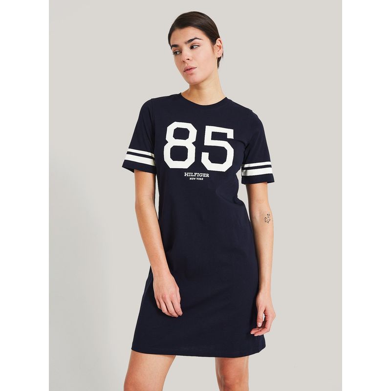 TOMMY HILFIGER - VESTIDO LOGO VARSITY 85 AZUL TOMMY HILFIGER