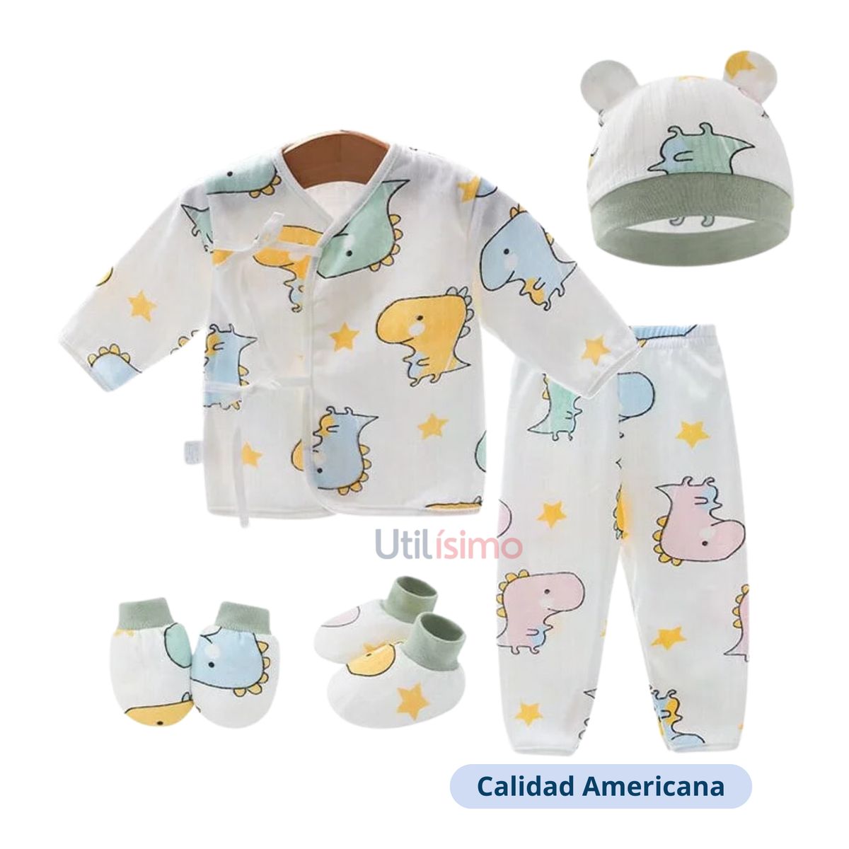 JUMP KIDS - Set Recien Nacido Dinosaurios Blanco Niño Jump Kids 100% Algodón