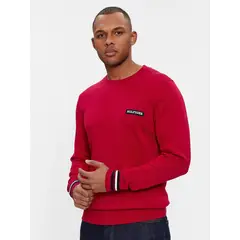 TOMMY HILFIGER - SWEATER GLOBAL STRIPE CON LOGO ROJO