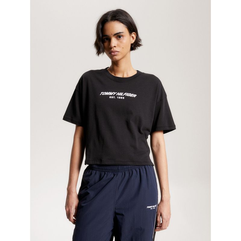 TOMMY HILFIGER - POLERA SPORT ESSENTIAL CON LOGO NEGRO TOMMY HILFIGER