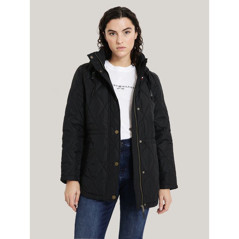 TOMMY HILFIGER - PARKA QUILTED CON GORRO Y CIERRE NEGRO TOMMY HILFIGER
