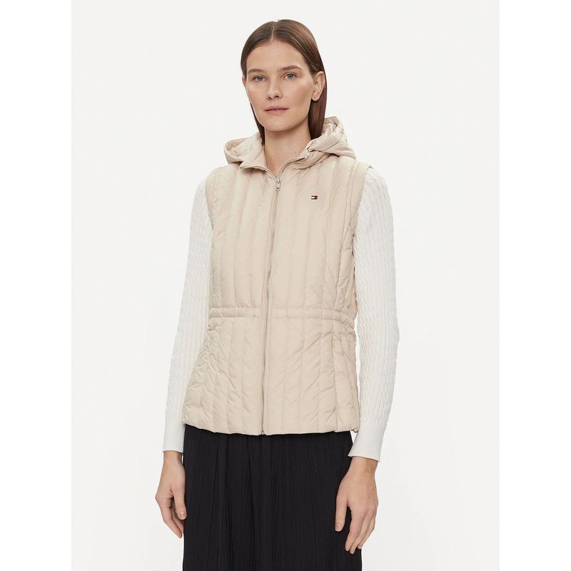 TOMMY HILFIGER - PARKA VEST CON GORRO BEIGE TOMMY HILFIGER