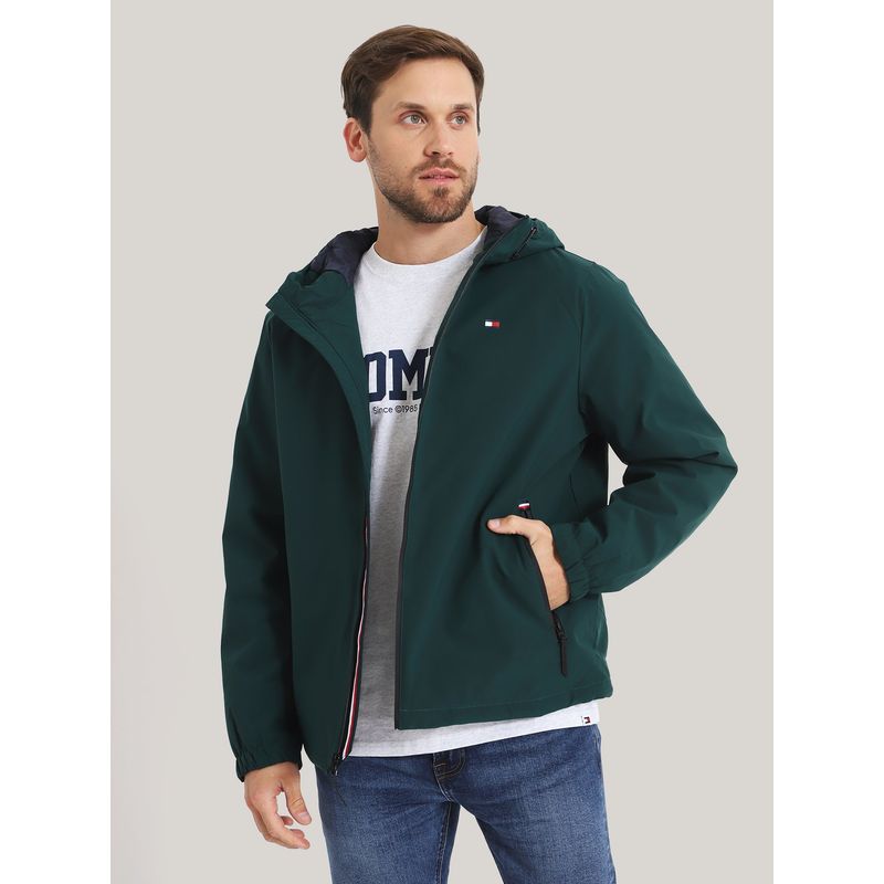 TOMMY HILFIGER - CHAQUETA HOODIE STRETCH POLY VERDE TOMMY HILFIGER