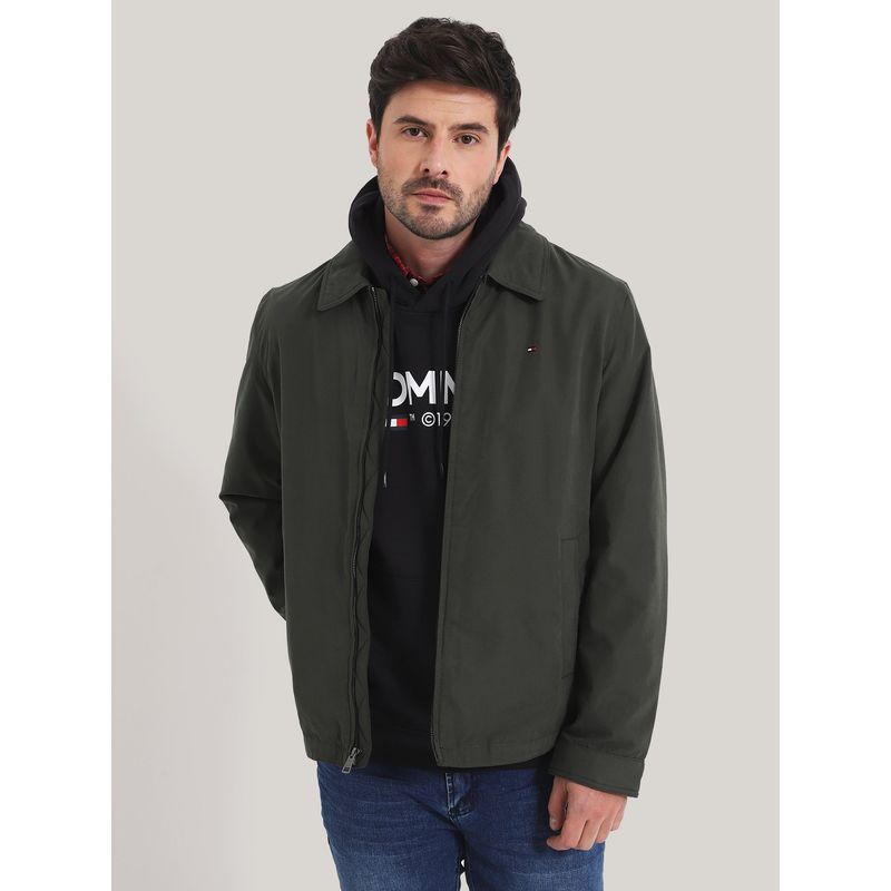 TOMMY HILFIGER - CHAQUETA CLASSIC LAYDOWN CON LOGO VERDE TOMMY HILFIGER
