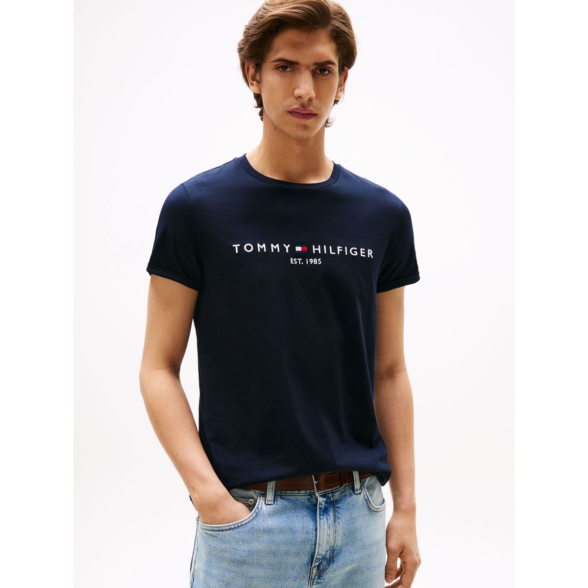 TOMMY HILFIGER - Polera Im Core Logo Slim Fit Azul Tommy Hilfiger