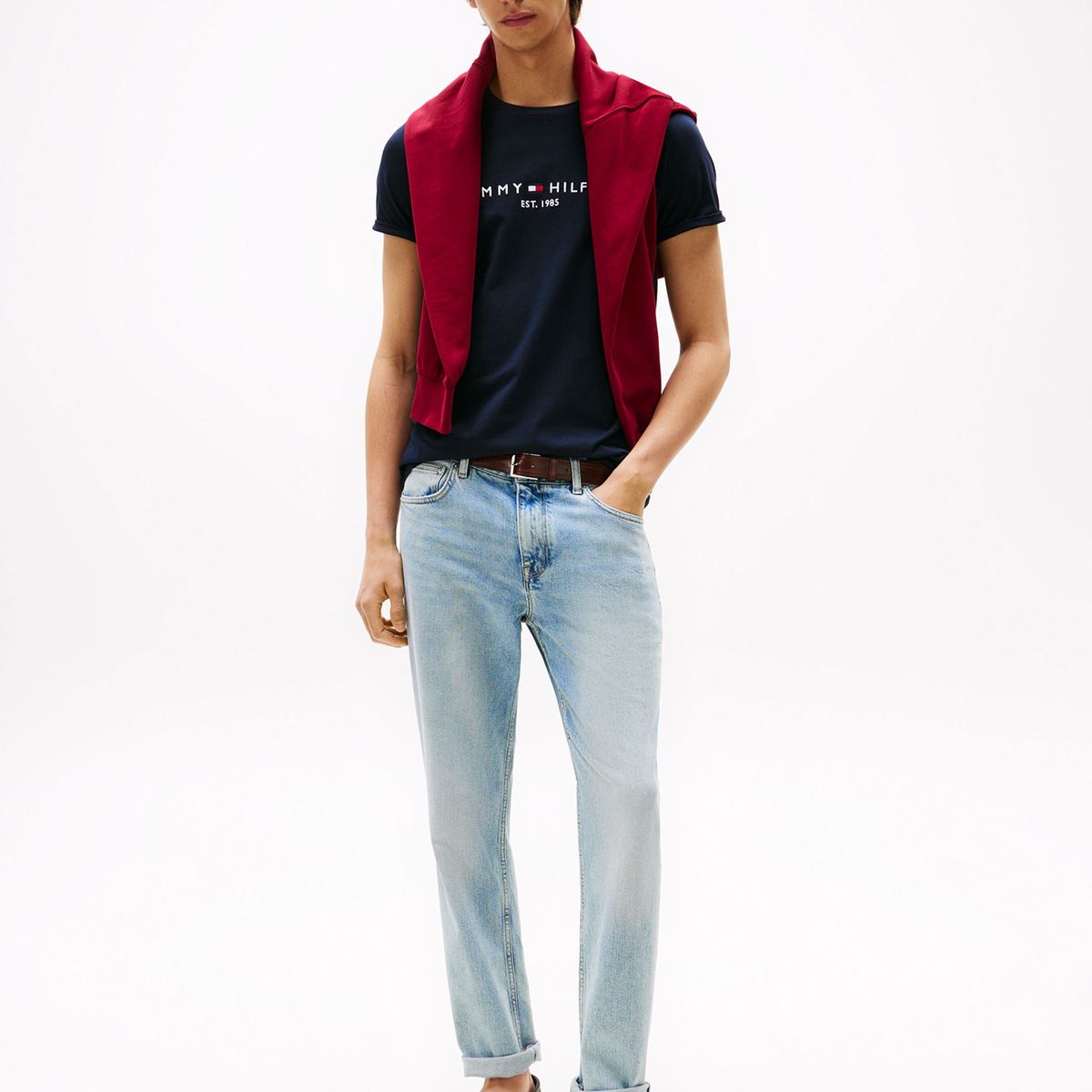 TOMMY HILFIGER - Polera Im Core Logo Slim Fit Azul Tommy Hilfiger