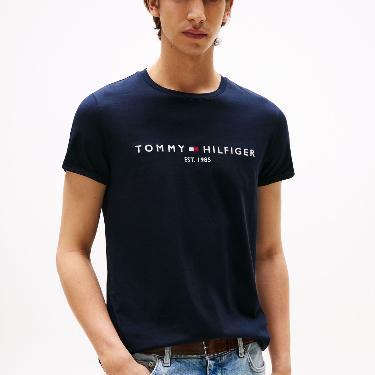 TOMMY HILFIGER - Polera Im Core Logo Slim Fit Azul Tommy Hilfiger