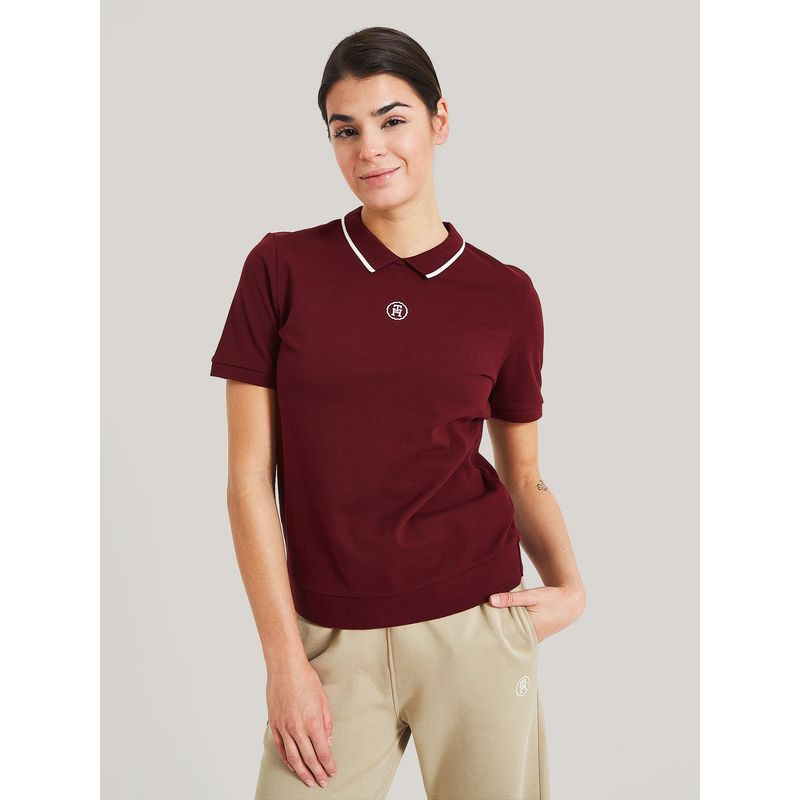 TOMMY HILFIGER - POLO REGULAR FIT LOGO MONOGRAM BURDEO TOMMY HILFIGER