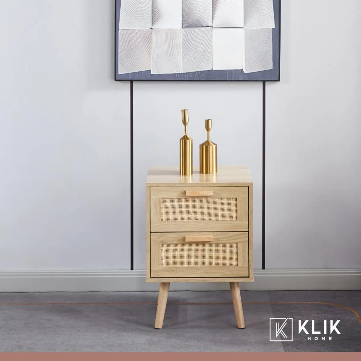 KLIK - Pack Set 2 Veladores de Madera Eames Mesh Doble con 2 Cajones