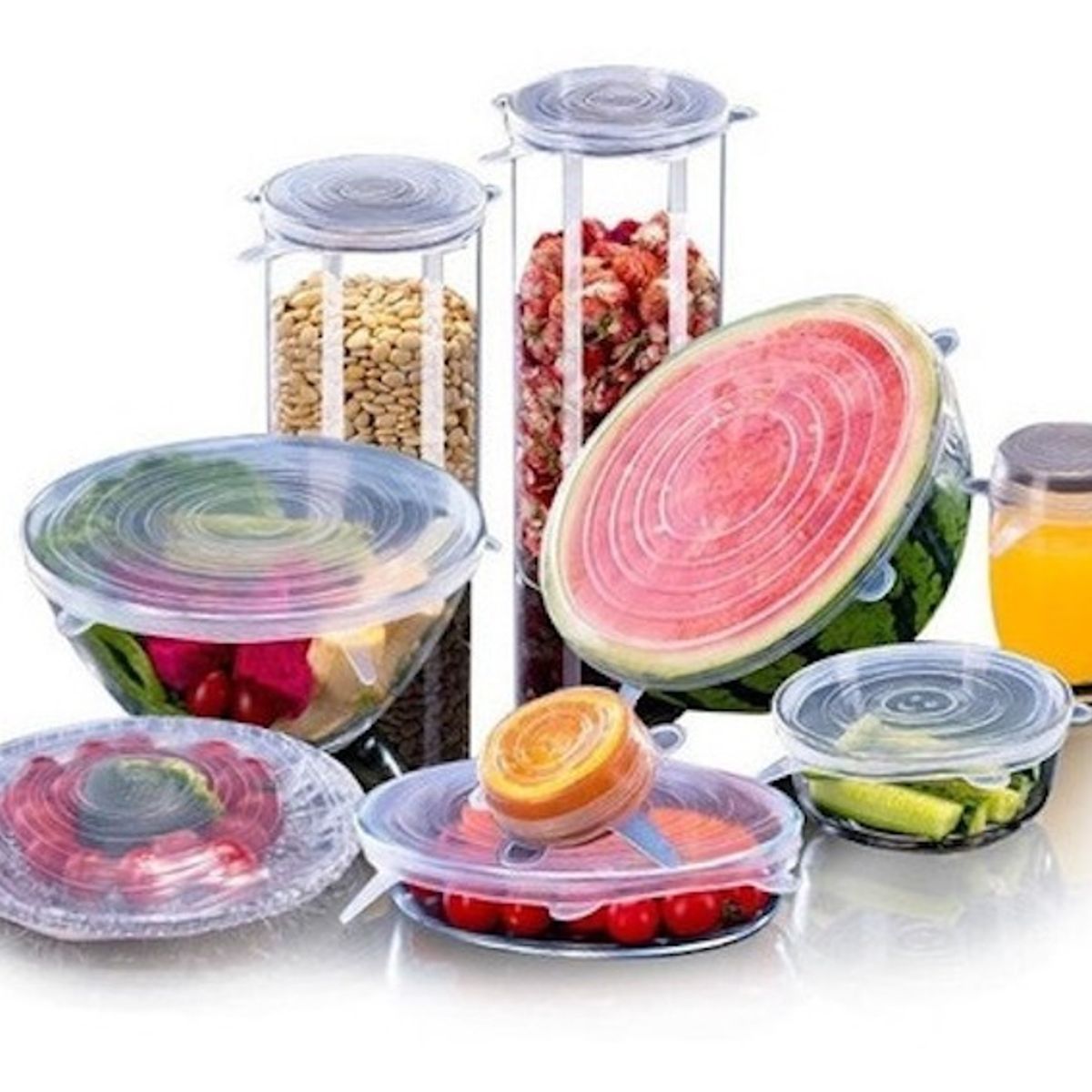 GENERICO - Set 6 Tapas Silicona Extensible Anti Escurrimientos Sellado