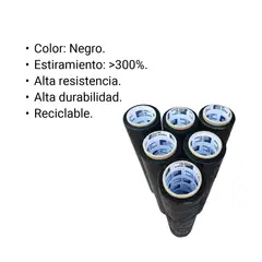 GENERICO - Pack 2 Rollo Film Stretch color negro de 2kg marca Packintime