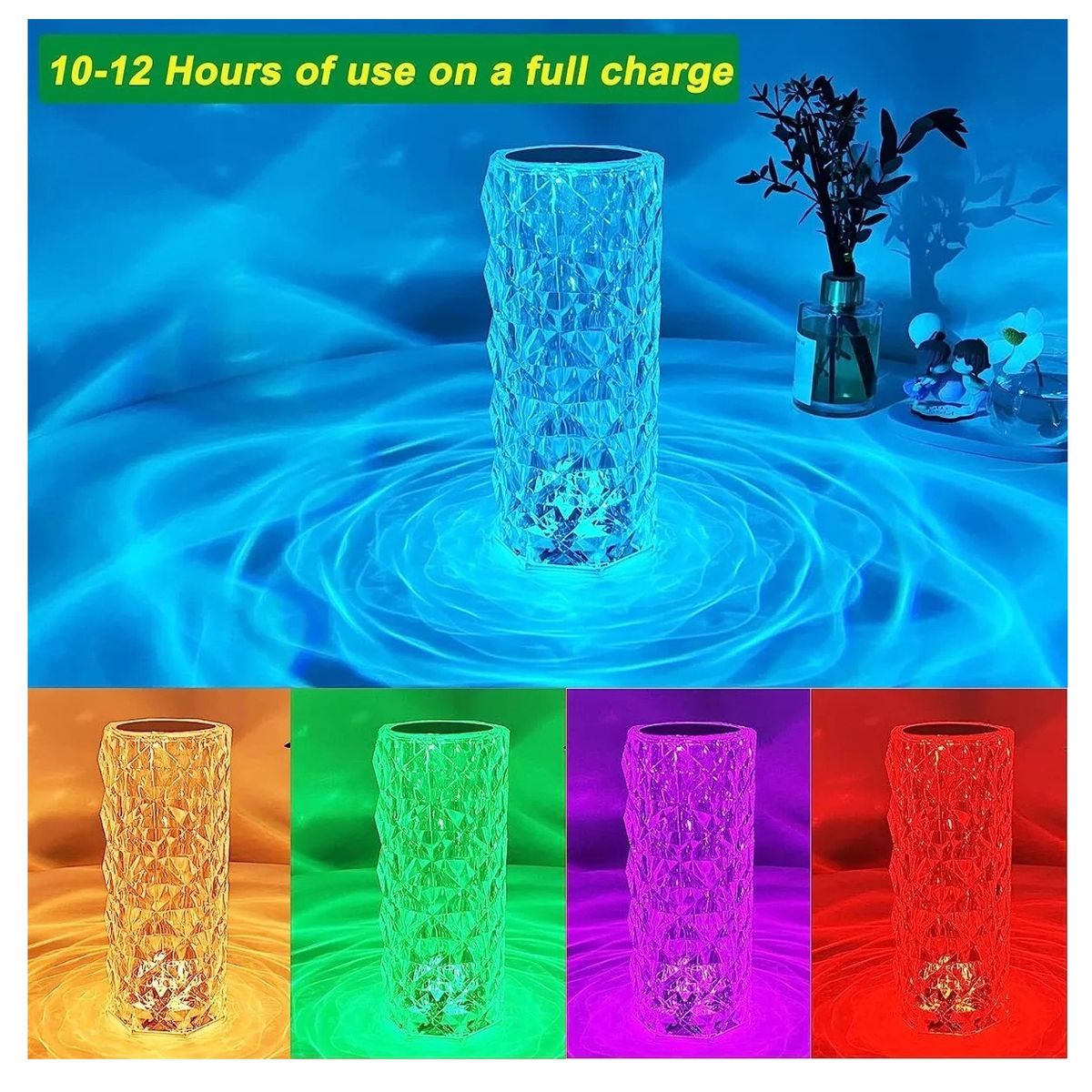 GENERICO - Lámpara De Mesa De Cristal Control Táctil Luz De Noche 16 colores