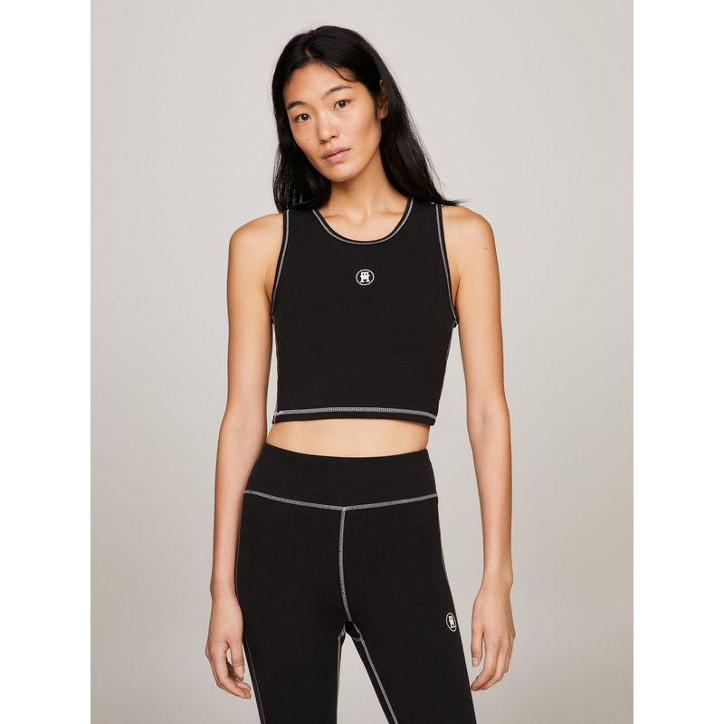 TOMMY HILFIGER - POLERA SPORT CROPPED NEGRO TOMMY HILFIGER
