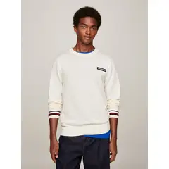 TOMMY HILFIGER - SWEATER GLOBAL STRIPE CON LOGO BLANCO