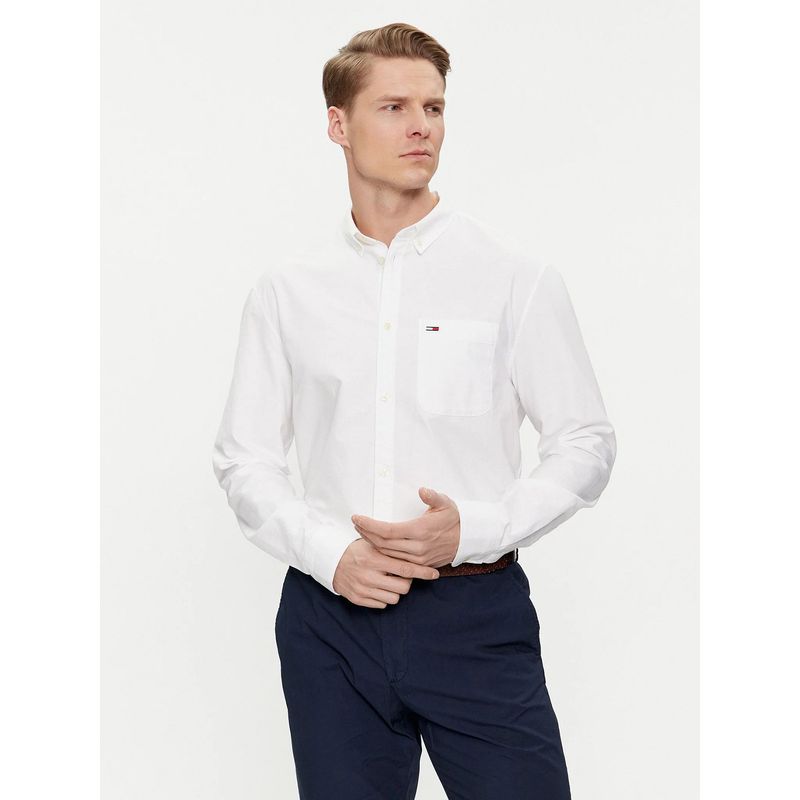 TOMMY HILFIGER - CAMISA OXFORD SOLID REGULAR FIT BLANCO TOMMY JEANS