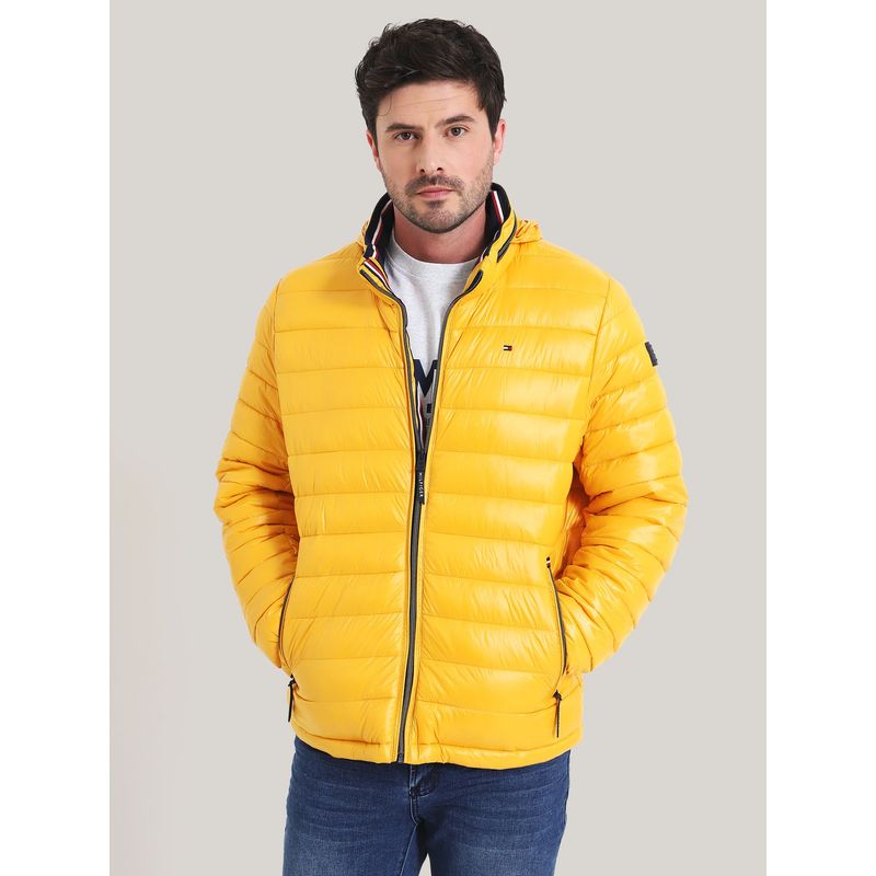 TOMMY HILFIGER - Parka Polished Con Logo Amarillo Tommy Hilfiger