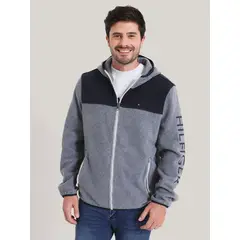 TOMMY HILFIGER - POLERÓN HOODIE DE POLAR CON CIERRE GRIS
