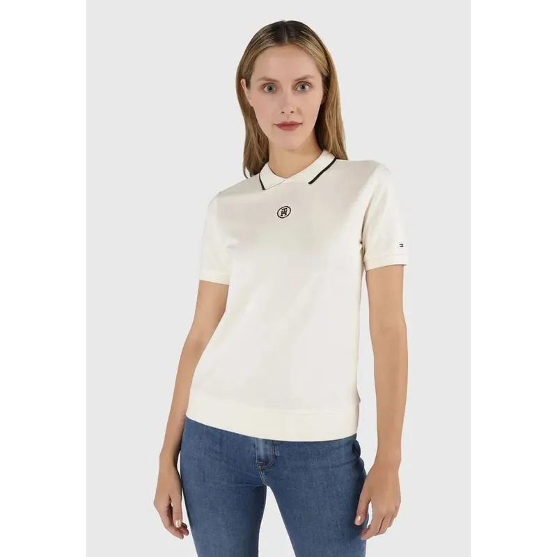 TOMMY HILFIGER - POLO REGULAR FIT LOGO MONOGRAM BLANCO TOMMY HILFIGER