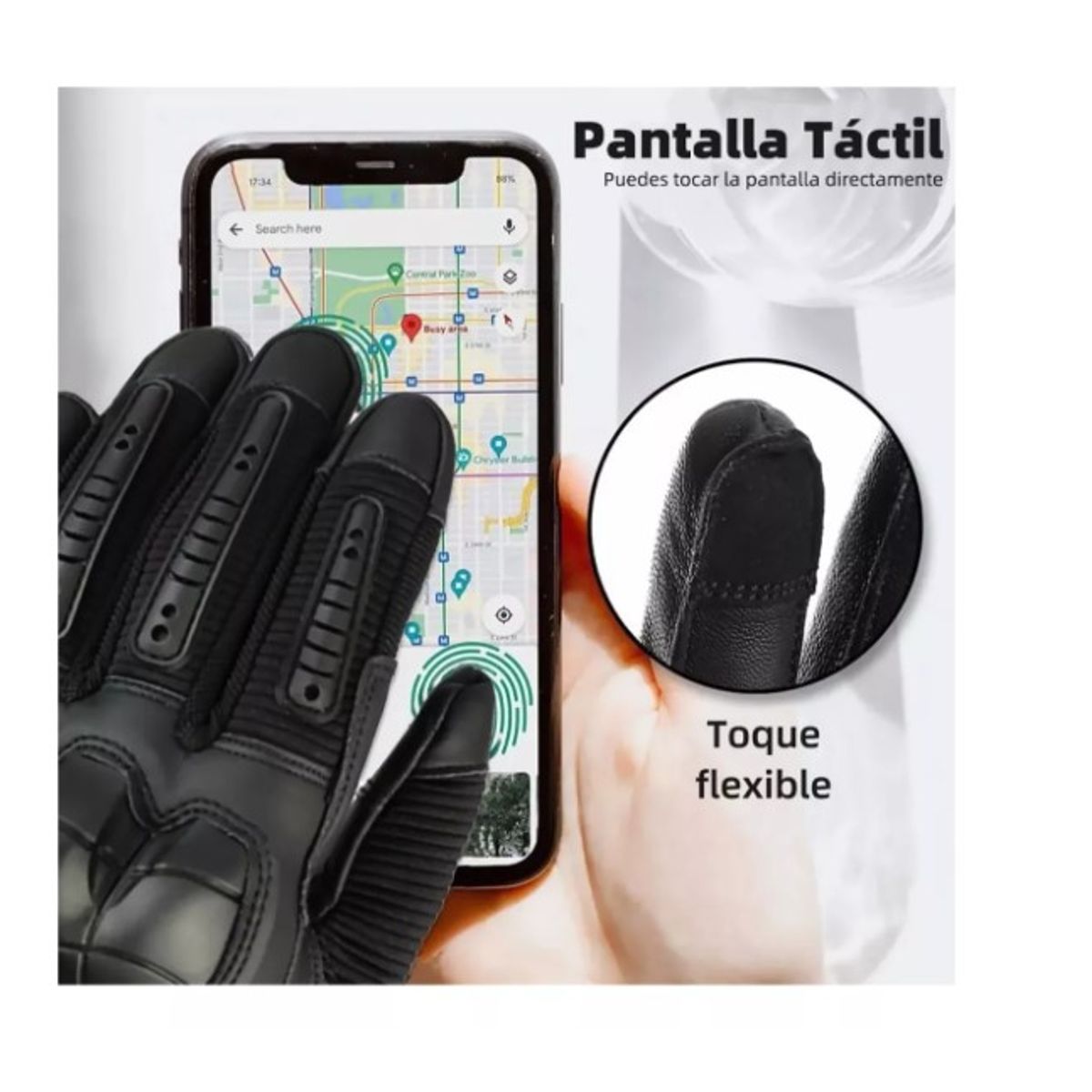 GENERICO - Guantes Cuero Con Pantalla Táctil Para Motocicleta Talla L
