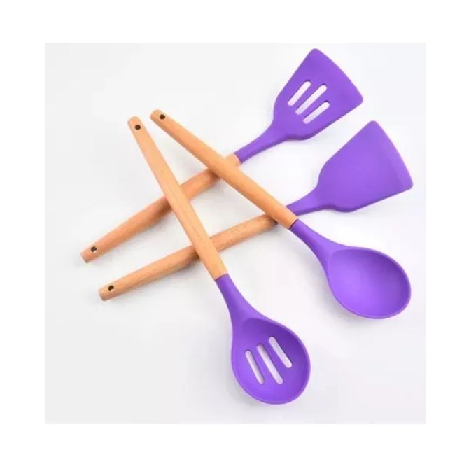 GENERICO - Set Utensillos De Cocina Antiadherentes De Silicona Violeta