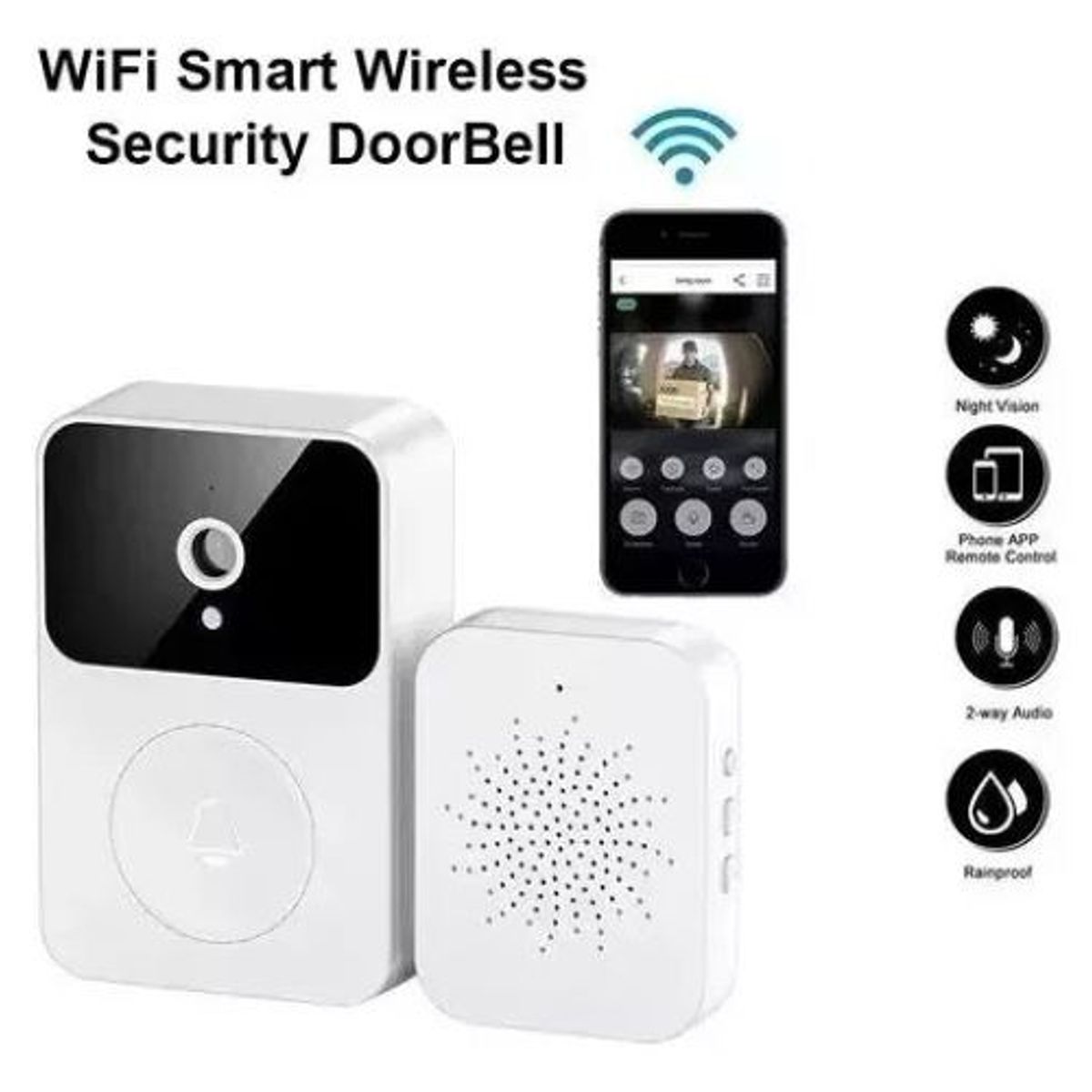 GENERICO - Timbre Inalámbrico Exterior Portátil Usb Camara Wifi