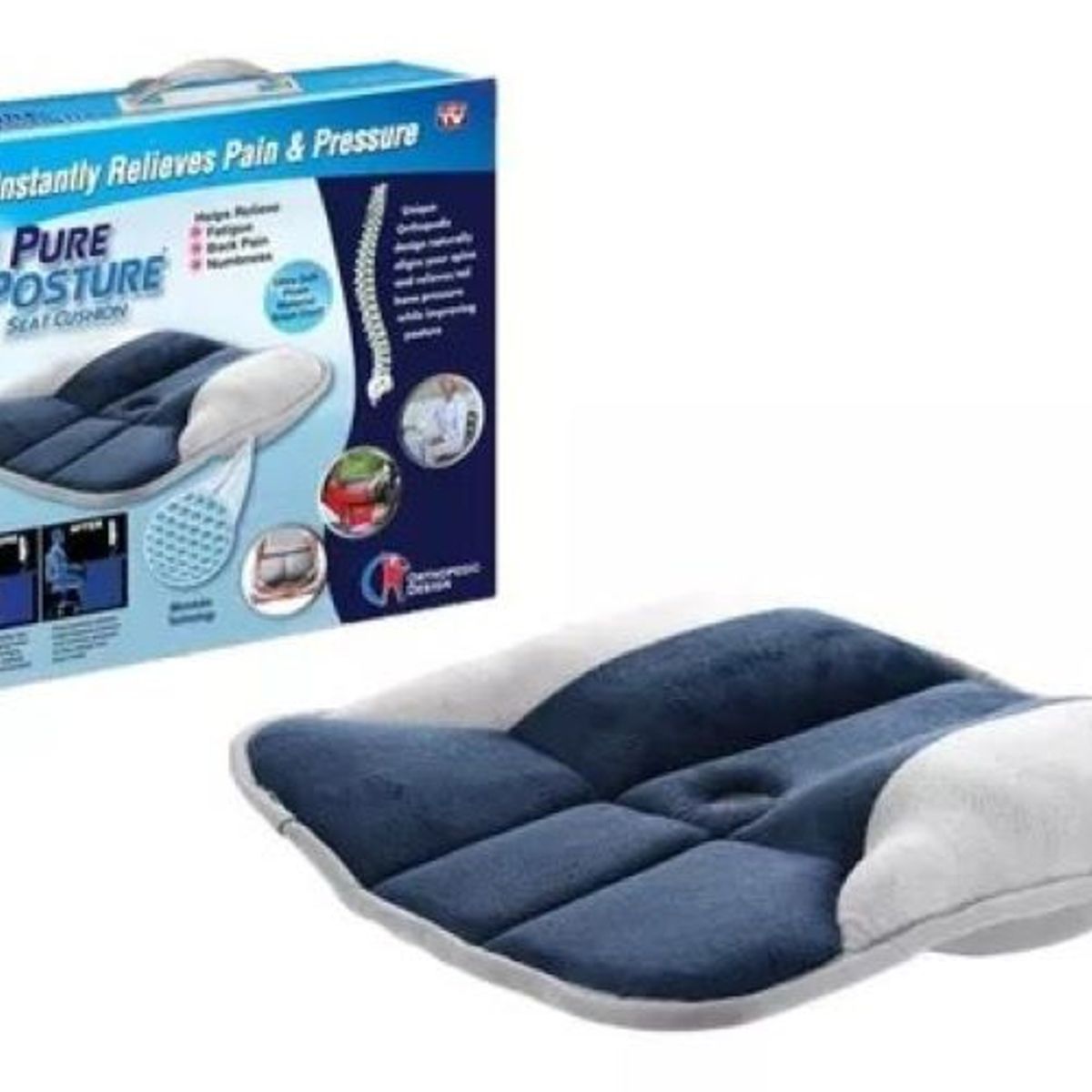 GENERICO - Almohada Cojín Ortopédico Para Silla Asiento Espalda Columna Color Azul