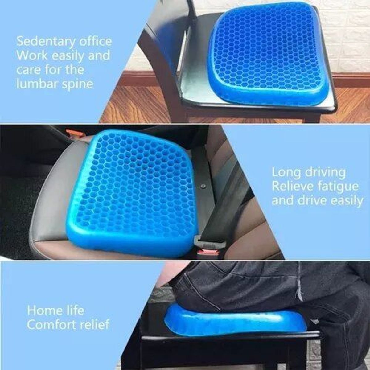 GENERICO - Cojín De Gel Asiento Flexible Terapia Alivia Dolor Espalda