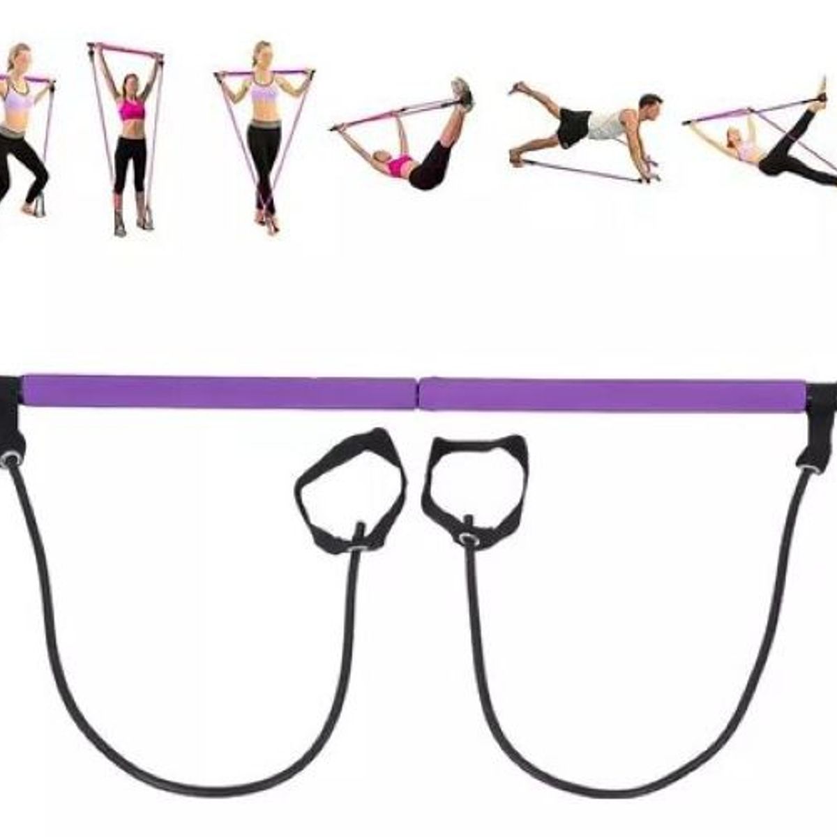 GENERICO - Barra Pilates Con Banda Resistencia Yoga Gimnasio