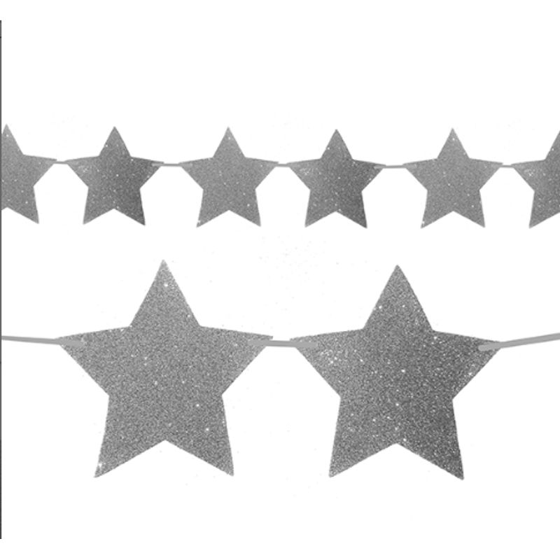 GENERICO - Guirnalda Estrella Escarchada Plata 15 Pcs De X1 Uni