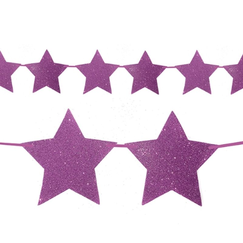 GENERICO - Guirnalda Estrella Escarchada Morado15 Pcs De 1 Unidad