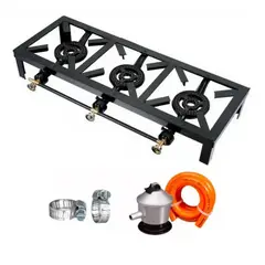 LINE - Cocina Fogón 3 Platos + Kit De Instalación Cocinilla Camping