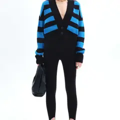 BLWOENS - Chaleco abierto con rayas para mujer -Azul