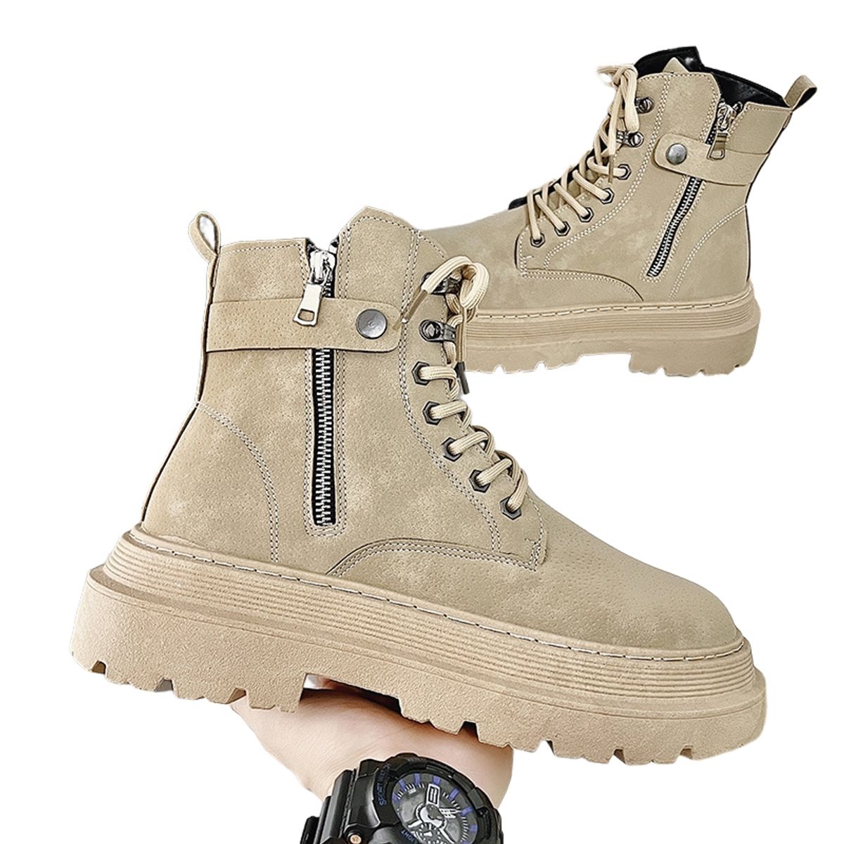 BLWOENS - Botas con plataforma para Hombre-Beige