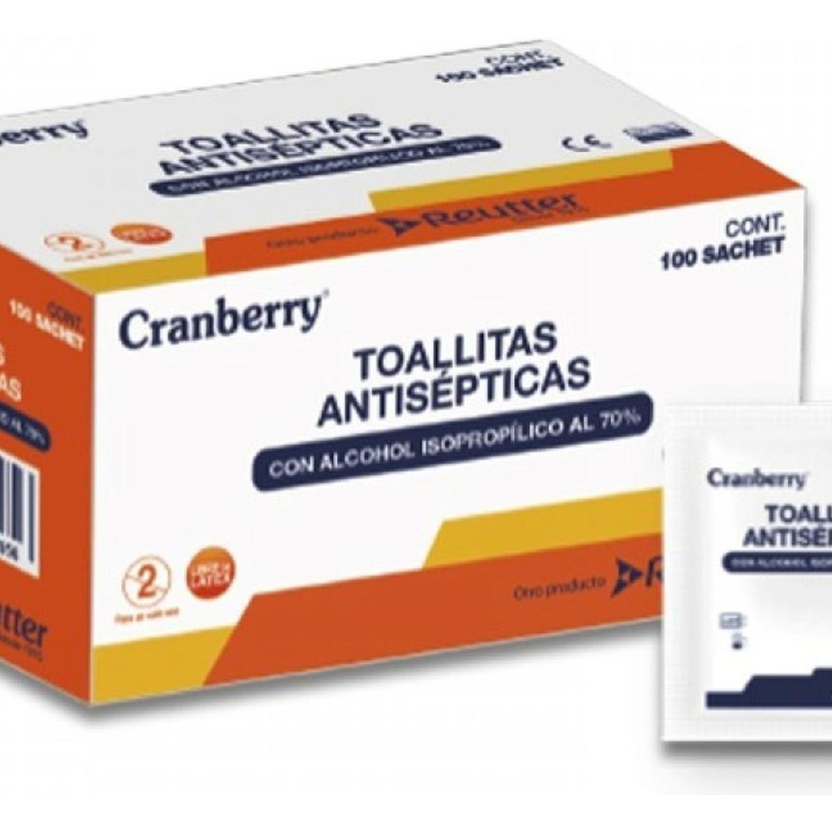 CRANBERRY - Toallitas Antisepticas Con Alcohol 70% Caja De 100 Unidades