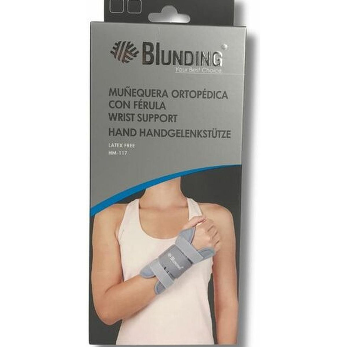 BLUNDING - Muñequera Ortopédica Con Férula Izquierda Gris - XL