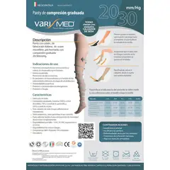 VARIMED - Panty Compresión Graduada 20/30mmhg Punta Abierta - Marron claro - L