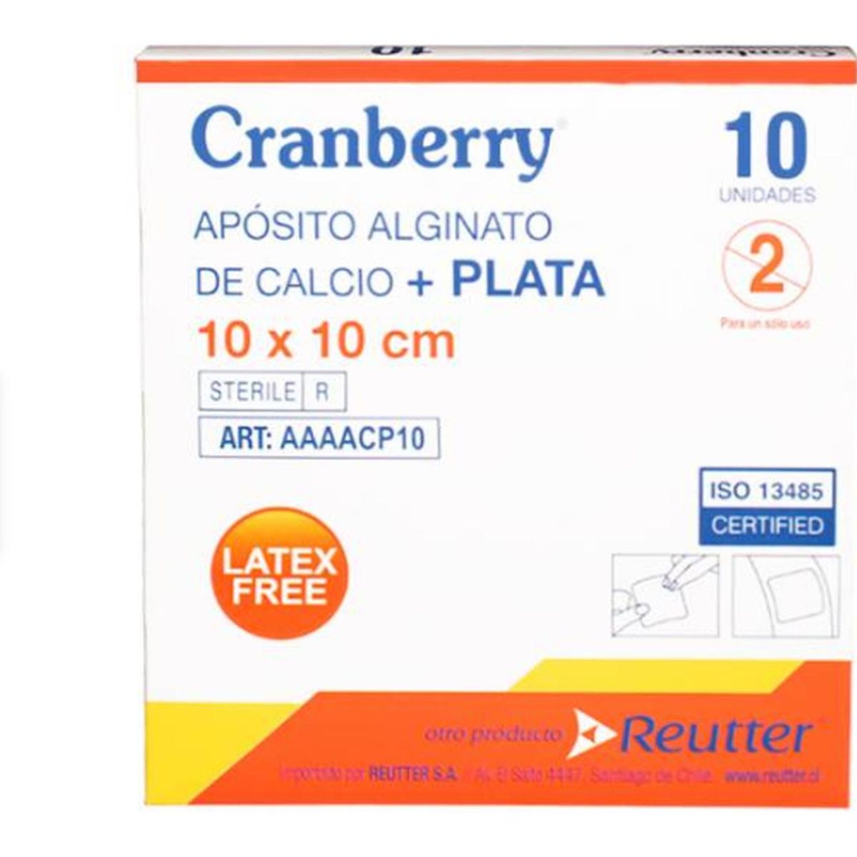 REUTTER - Apósito Alginato De Calcio Más Plata 10x10 Caja De 10unidade