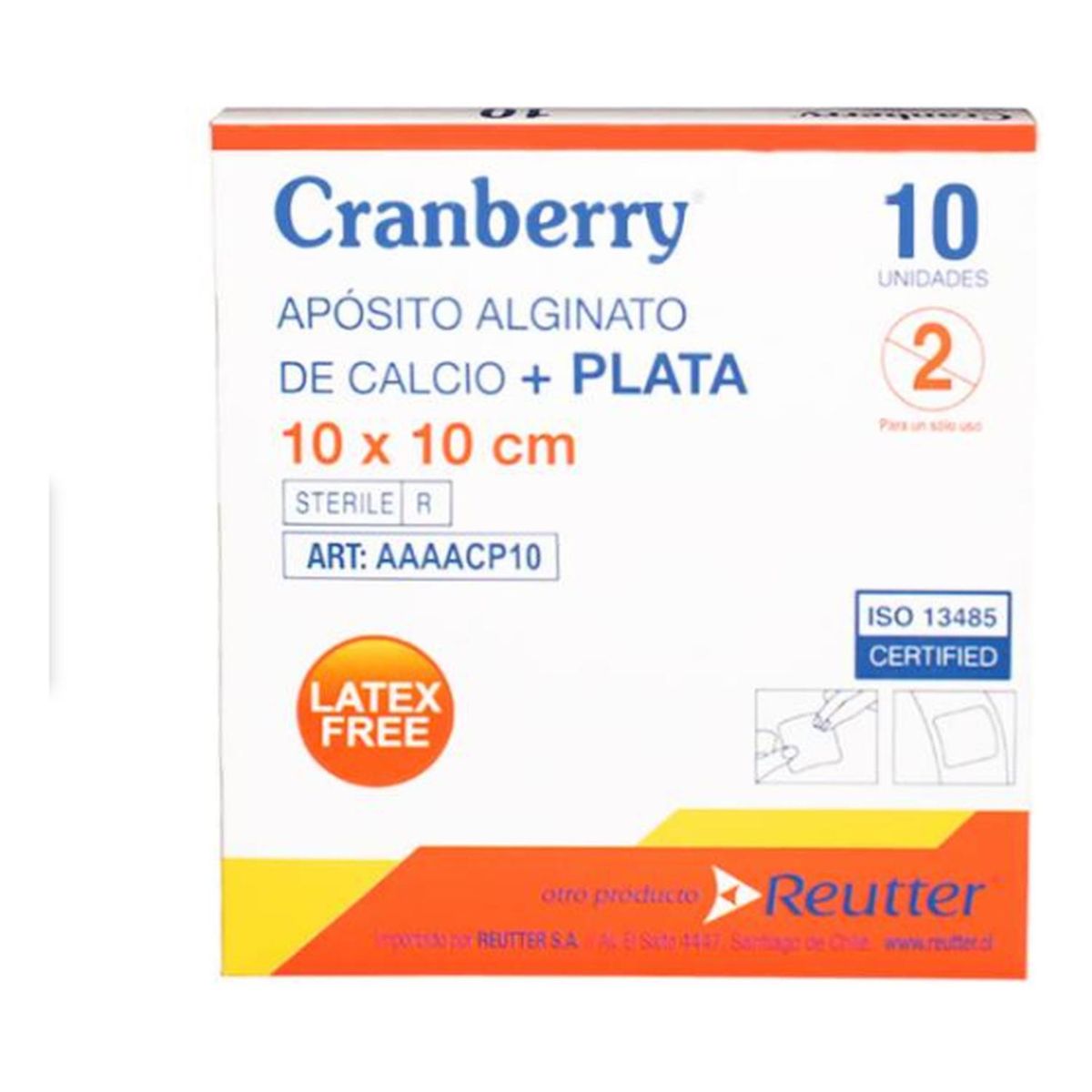 REUTTER - Apósito Alginato De Calcio Más Plata 10x10 Caja De 10unidade