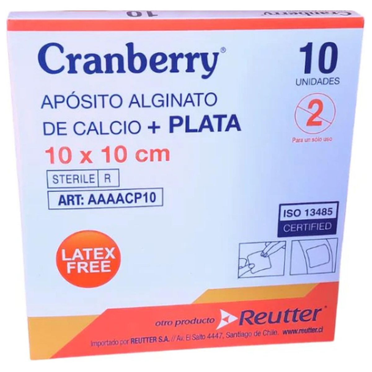 REUTTER - Apósito Alginato De Calcio Más Plata 10x10 Caja De 10unidade