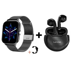 LENOVO - Audífonos Bluetooth HT38 y Reloj Inteligente Y13 - Negro