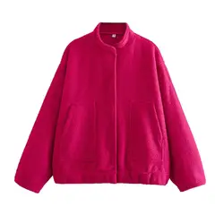 BLWOENS - Chaqueta sin gorro oversize para mujer - Rosado