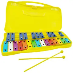 GENERICO - Metalofono Xilofono 25 Notas 2 Baquetas Amarillo Infantil